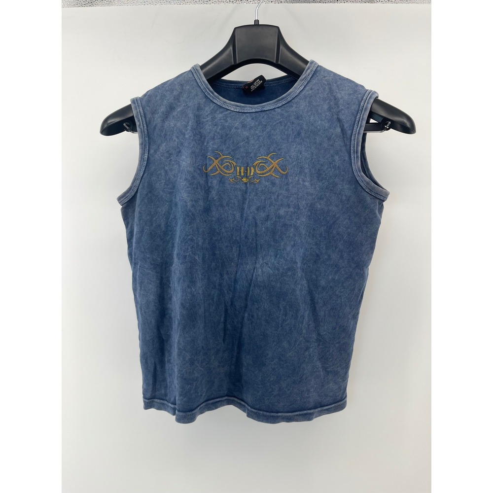 Harley-Davidson Tank Top Women XL Blue Mineral Wash Tribal Roanoke VA Graphic